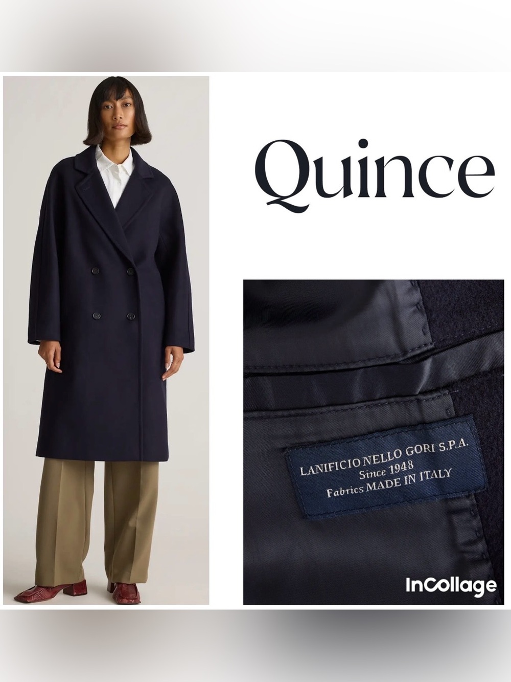 Quince Italian Wool Double Breasted Slouch Coat in Cadet Blue